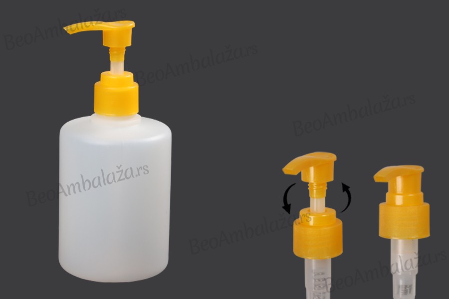 Poluprovidna okrugla plastična flaša 300mL sa pumpicom 24/410 - 12 kom